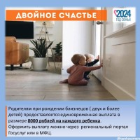В г.о Самара для родителей близнецов предусмотрена единовременная выплата в размере 8000 рублей на каждого ребенка