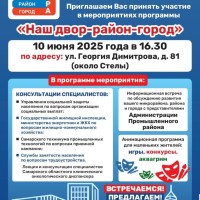 Дорогие друзья! Приглашаем Вас принять участие  в мероприятиях программы «Наш двор-район-город»