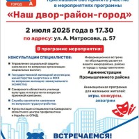 Приглашаем Вас принять участие в мероприятиях программы    «Наш двор-район-город»